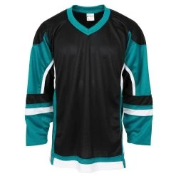 Stadium Youth Hockey Jersey - Black/Teal/White