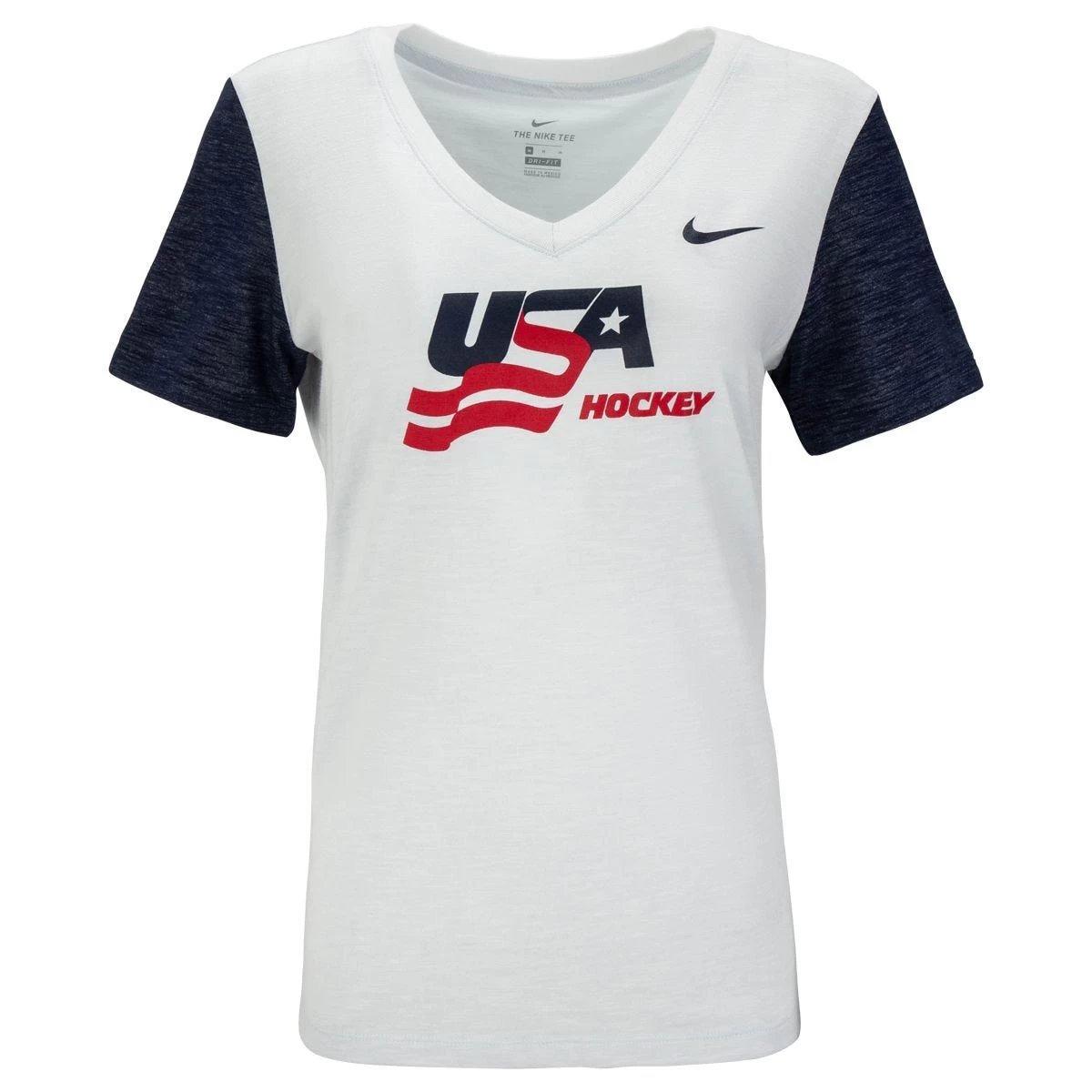 Nike USA Hockey Dri-Fit Cotton Slub V-Neck Women's Short Sleeve Tee Shirt 3 Nike USA Hockey Dri-Fit Cotton Slub V-Neck Women's Short Sleeve Tee Shirt